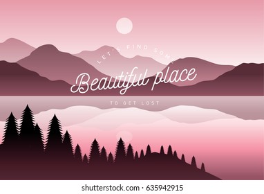 lake/river and mountain landscape vector/illustration