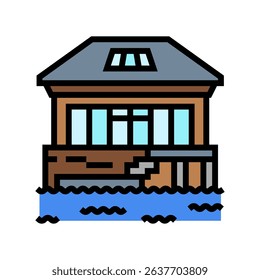 lakeside cabin wooden color icon vector. lakeside cabin wooden sign. isolated symbol illustration