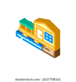 lakeside cabin wooden isometric icon vector. lakeside cabin wooden sign. isolated symbol illustration
