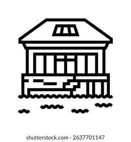 lakeside cabin wooden line icon vector. lakeside cabin wooden sign. isolated contour symbol black illustration