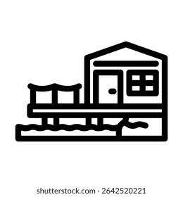 lakeside cabin wooden line icon vector. lakeside cabin wooden sign. isolated contour symbol black illustration