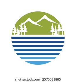 lakeview icon logo design template