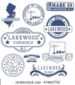 Lakewood township, New Jersey. Set of generic stamps and signs.