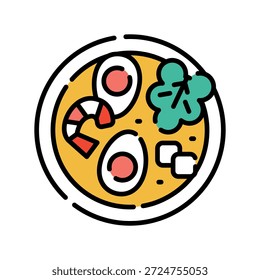 ícone de linha de cor laksa. Elemento isolado do vetor. Traçado editável.