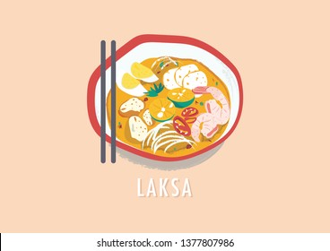 Laksa Illustration (Singaporean Local Food)