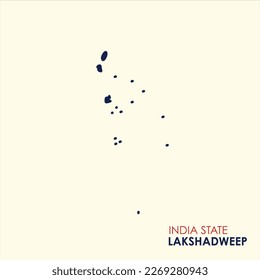 Lakshadweep, India, vector map,  High detailed silhouette illustration. Map of Lakshadweep, Solid Map of Indian State Lakshadweep, Map of Lakshadweep with Colour.