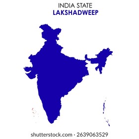 Lakshadweep state map of India. Lakshadweep map vector illustration. Lakshadweep vector map on white background.