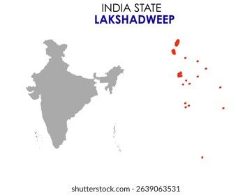 Lakshadweep state map of India. Lakshadweep map vector illustration. Lakshadweep vector map on white background.