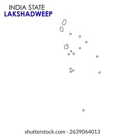 Lakshadweep state map of India. Lakshadweep map vector illustration. Lakshadweep vector map on white background.