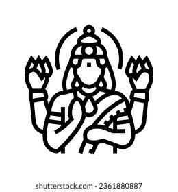 lakshmi god indian line icon vector. lakshmi god indian sign. isolated contour symbol black illustration