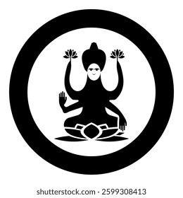 Lakshmi Goddess icon in circle round black color vector illustration image solid outline style simple