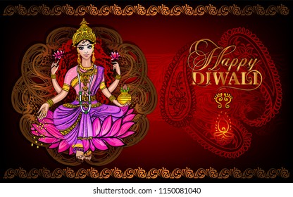 Lakshmi is a Hindu and Vaishnava Goddess, Vishnu's wife is a symbol of Diwali, a light festival of India