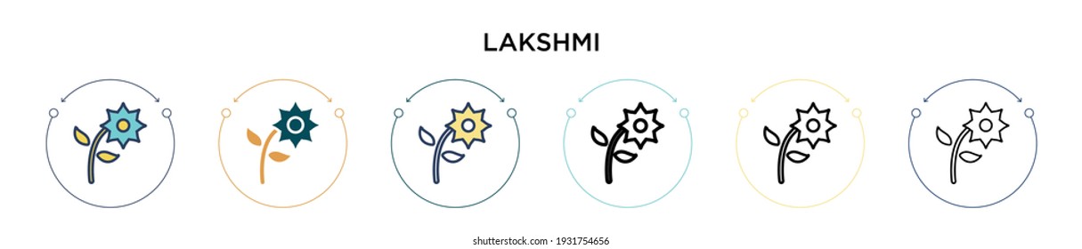 Lakshmi icon in filled, thin line, outline and stroke style. Vector illustration of two colored and black lakshmi vector icons designs can be used for mobile, ui, web