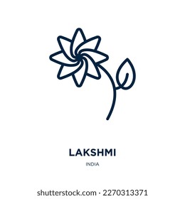 lakshmi icon from india collection. Thin linear lakshmi, hinduism, hindu outline icon isolated on white background. Line vector lakshmi sign, symbol for web and mobile