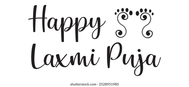 LAKSHMI puja text hand writing lettering icon vector.