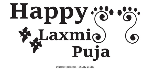 LAKSHMI puja text hand writing lettering icon vector.