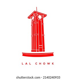 Lal Chouk tower vector icon. Red square of Kashmir tower icon.