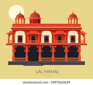 El Lal Mahal (Palacio Rojo) de Pune - Ilustración de stock como archivo EPS 10 