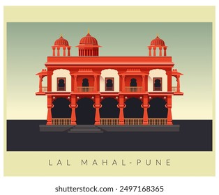 El Lal Mahal (Palacio Rojo) de Pune - Ilustración de stock como archivo EPS 10 