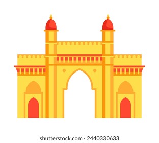 Lal Qila or Red Fort - modern flat design style single isolated image. Neat detailed illustration of historical citadel built in Delhi. Majestic ancient architecture, sights of india and travel idea