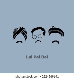 Lala Lajpat Rai, Bipin Chandra Pal, And Bal Gangadhar Tilak (Freedom Fighter Of India) Face Vector Icons.  Lal, Bal, Pal Movements. 