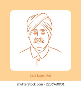 Lala Lajpat Rai vector line drawing illustration