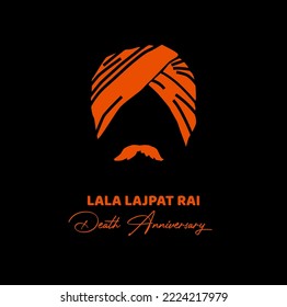 Lala Lajpat Rai's (freedom fighter of India) death anniversary greetings. Lala Lajpat Rai face icon. 