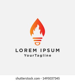 lam bulb fire flame icon logo design
