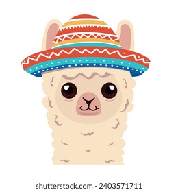 lama alpaca head with hat vector