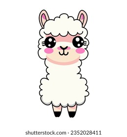 Lama, alpaca kawaii, süßer Cartoon, Vektorgrafik