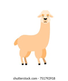 Lama Alpaca sad. Animal sorrowful emoji. Vector illustration
