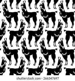 Lama Alpaca. Seamless background pattern. Vector illustration 