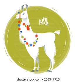 Alpaca Lama. Ilustración vectorial. 