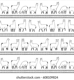 lama animal vector line pattern