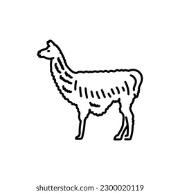 Lama black line icon. Farm animals. Pictogram for web page, mobile app, promo.