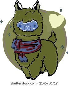 Lama in blue-green tones. Vector file.