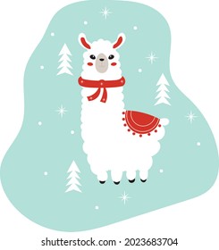Lama for card and design. Vector Illustration