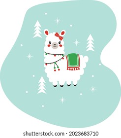 Lama for card and design. Vector Illustration