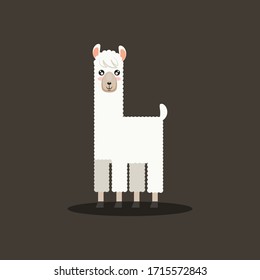 Lama cartoon alpaca. Cute funny Lama animal vector isolated illustration. 