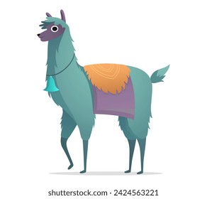 Lama of colorful set. This delightful illustration showcasing a colorful lama against a pristine white background, capturing the essence of whimsy and charm. Vector illustration.