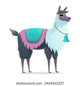 Lama of colorful set. The white background accentuates the vibrancy of the lama's colors, providing a perfect contrast that enhances the visual impact of the illustration. Vector illustration.