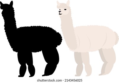 lama flat design, silhouette, isolated, vector