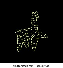 Lama funny vector illustration. Drawing animal, cartoon llama seamless texture. Cute baby alpaca print, creative decorative girly vector background. Alpaca and llama seamles, phosphor luminous pattern