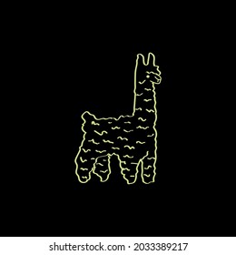 Lama funny vector illustration. Drawing animal, cartoon llama seamless texture. Cute baby alpaca print, creative decorative girly vector background. Alpaca and llama seamles, phosphor luminous pattern