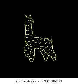 Lama funny vector illustration. Drawing animal, cartoon llama seamless texture. Cute baby alpaca print, creative decorative girly vector background. Alpaca and llama seamles, phosphor luminous pattern