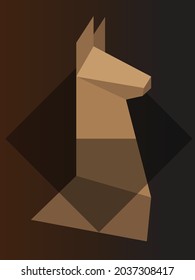 Lama. Geometric representation of the head and neck of a llama. Origami. Geometric shapes. Vector solution. digital art.