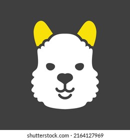 Lama glyph icon isolated on the black. Animal head vector symbol. Agriculture sign. Graph symbol for your web site design, logo, app, UI. EPS10.