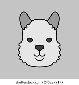 Lama grayscale icon. Animal head vector symbol. Agriculture sign. Graph symbol for your web site design, logo, app, UI. EPS10.