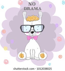 Lama, hand drawn vector illustration, can be used to design shirts toddler or child, printing design fashion, fashion graphics, t-shirts, children's clothing