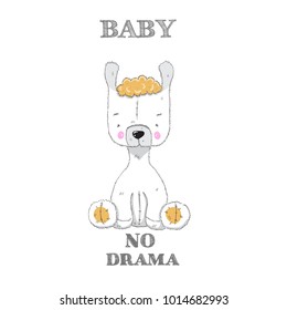 Lama, hand drawn vector illustration, can be used to design shirts toddler or child, printing design fashion, fashion graphics, t-shirts, children's clothing